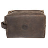 BROWN LEATHER TOILETRY BAG
