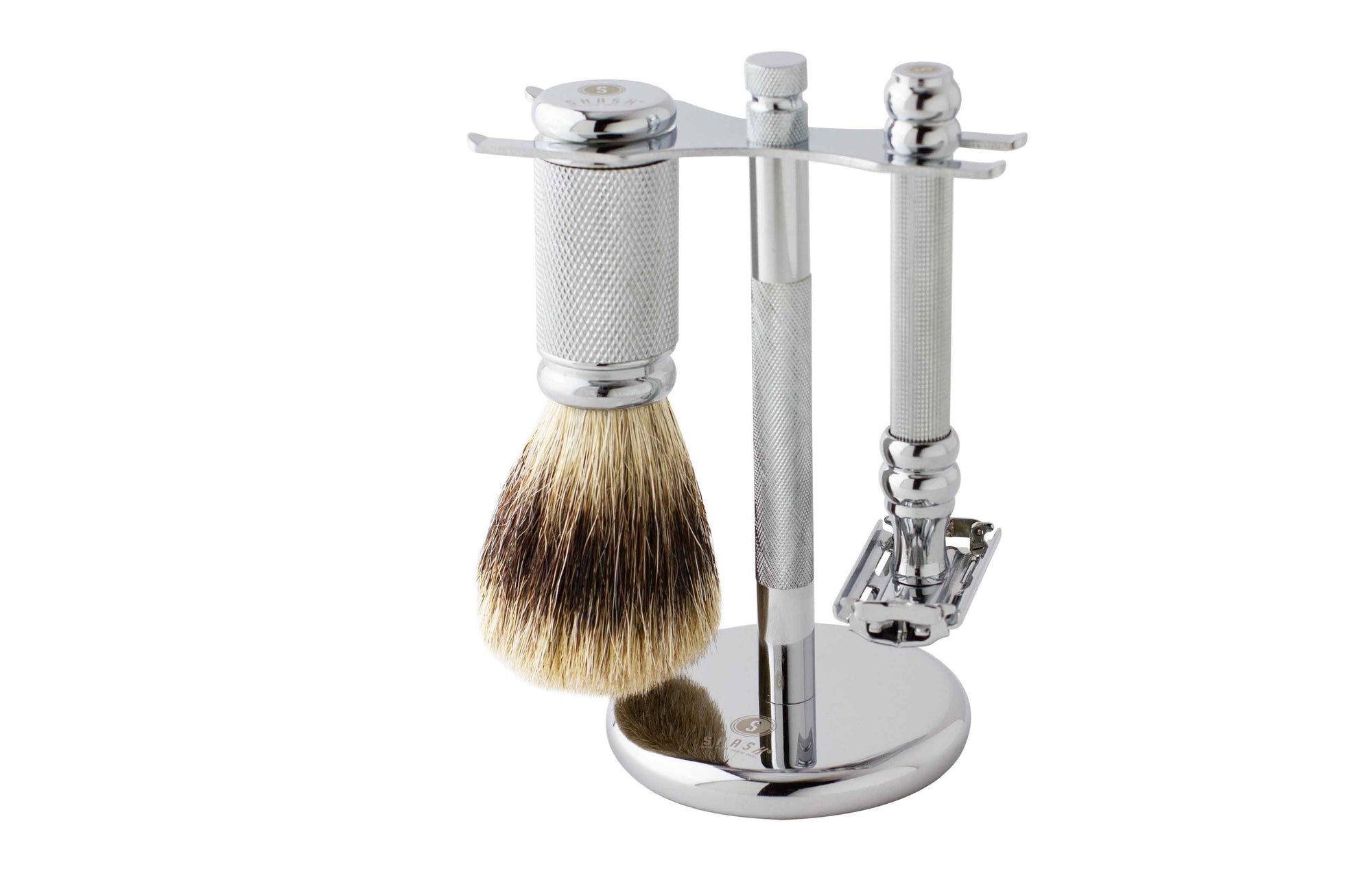 Dean Collection Pure Badger Butterfly Shaving Set Silver