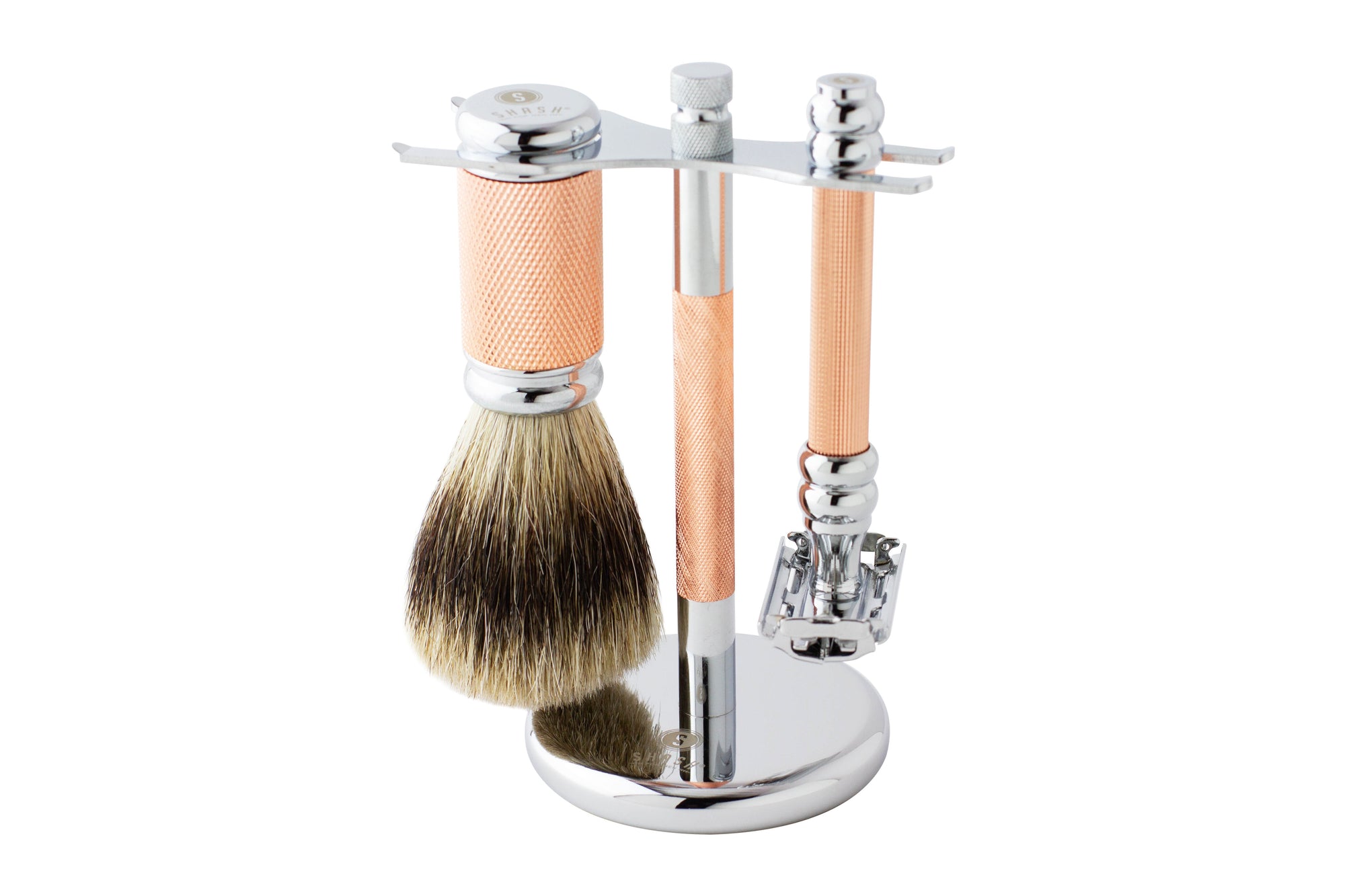 Dean Collection Pure Badger Butterfly Shaving Set Rose Gold