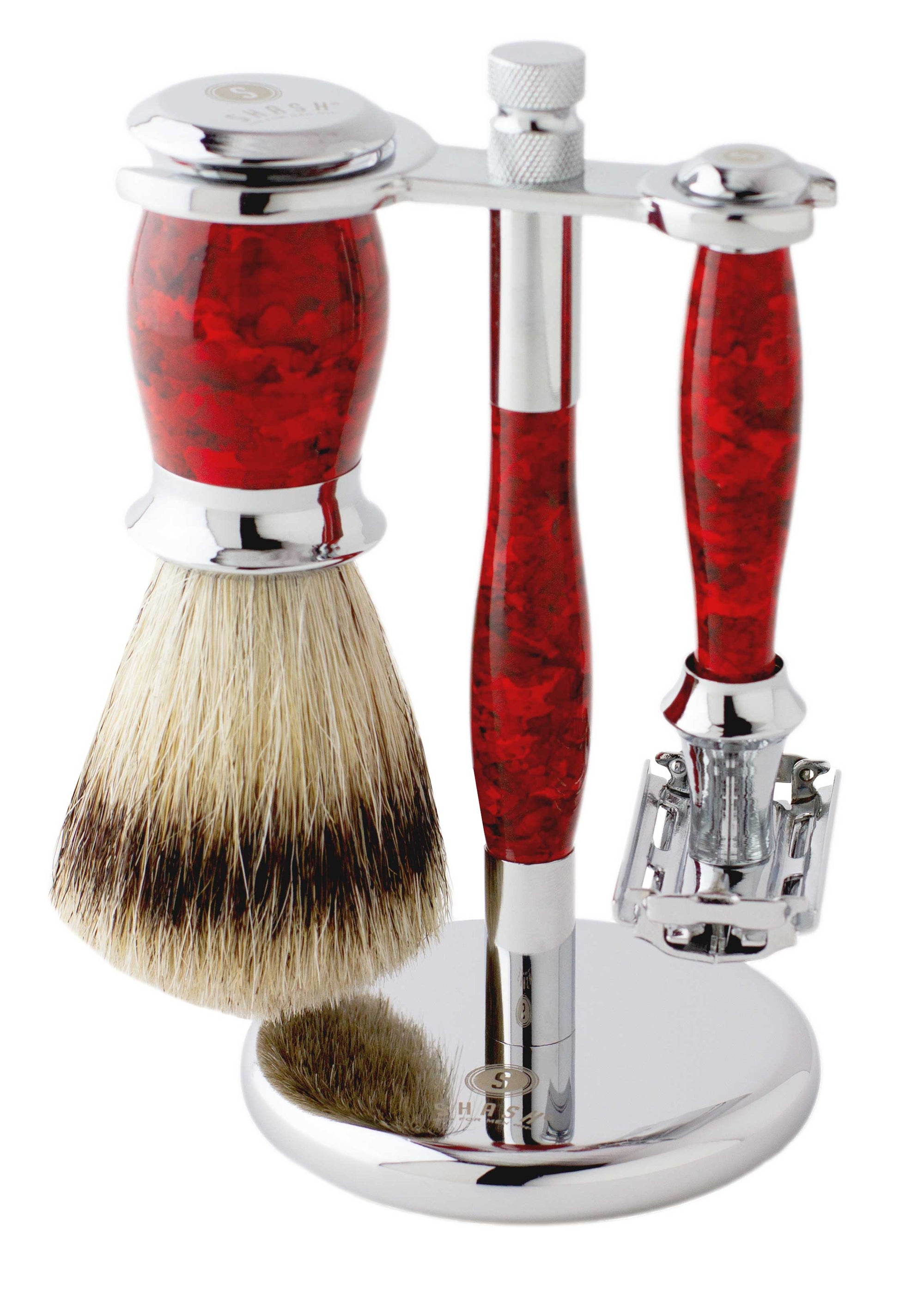 Sidney Collection Butterfly Shaving Set Red