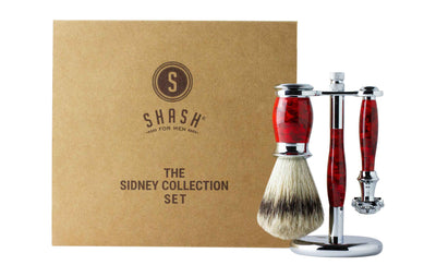 Sidney Collection Butterfly Shaving Set Red
