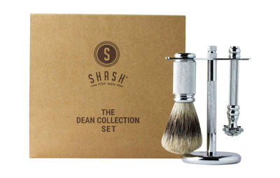 Dean Collection Pure Badger Butterfly Shaving Set Silver